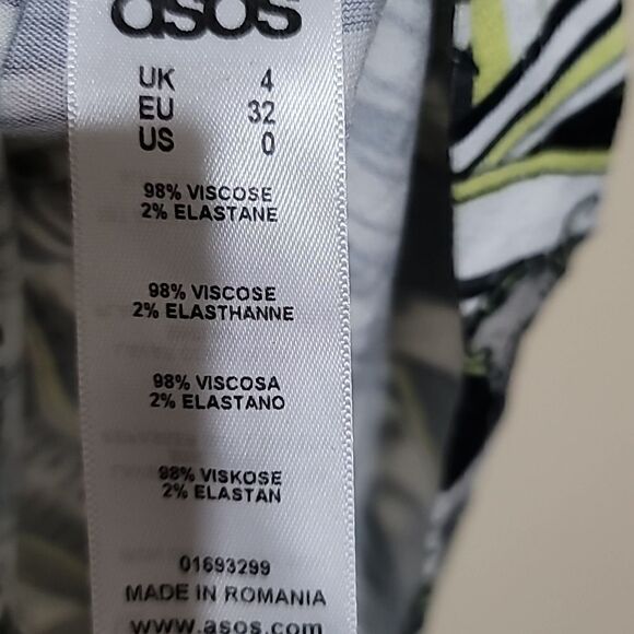 ASOS Black and White Midi Geometric 3/4 Sleeve Dress Sz 0 - Picture 9 of 9